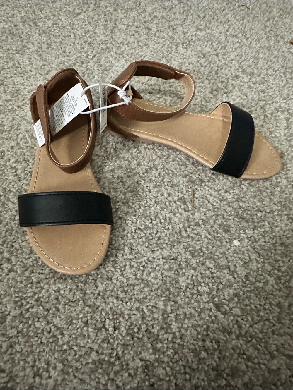 NWT Old Navy Toddler Girls Black & Brown Ankle Strap Sandals Size 10